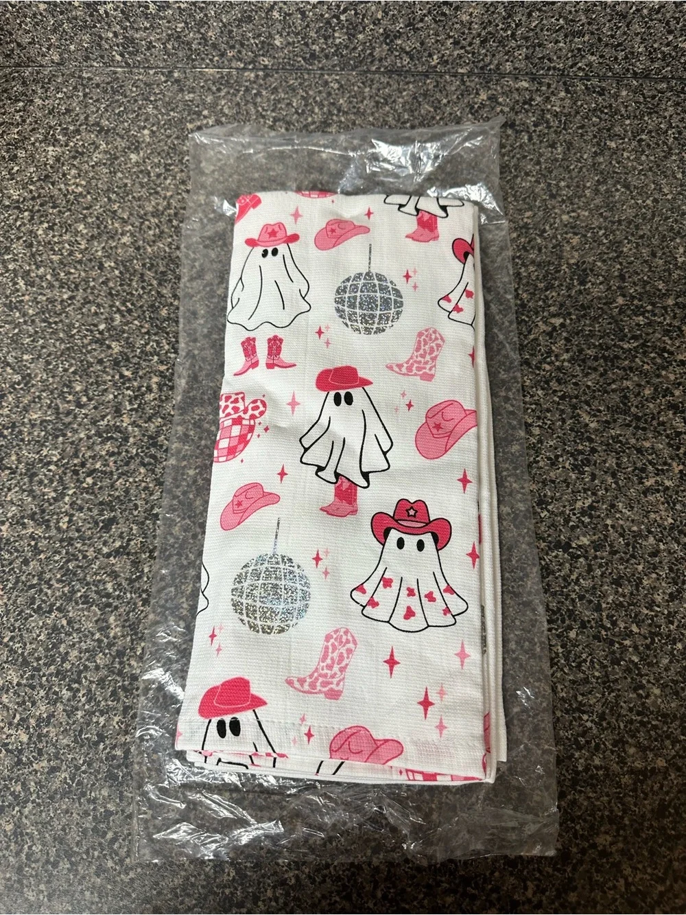 Isaac Mizrahi Let’s Go Ghouls Disco Ball Cowgirl Ghost Set Of 2 Kitchen Towels
